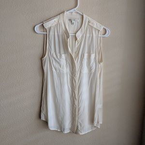 Silky button up tank vest top